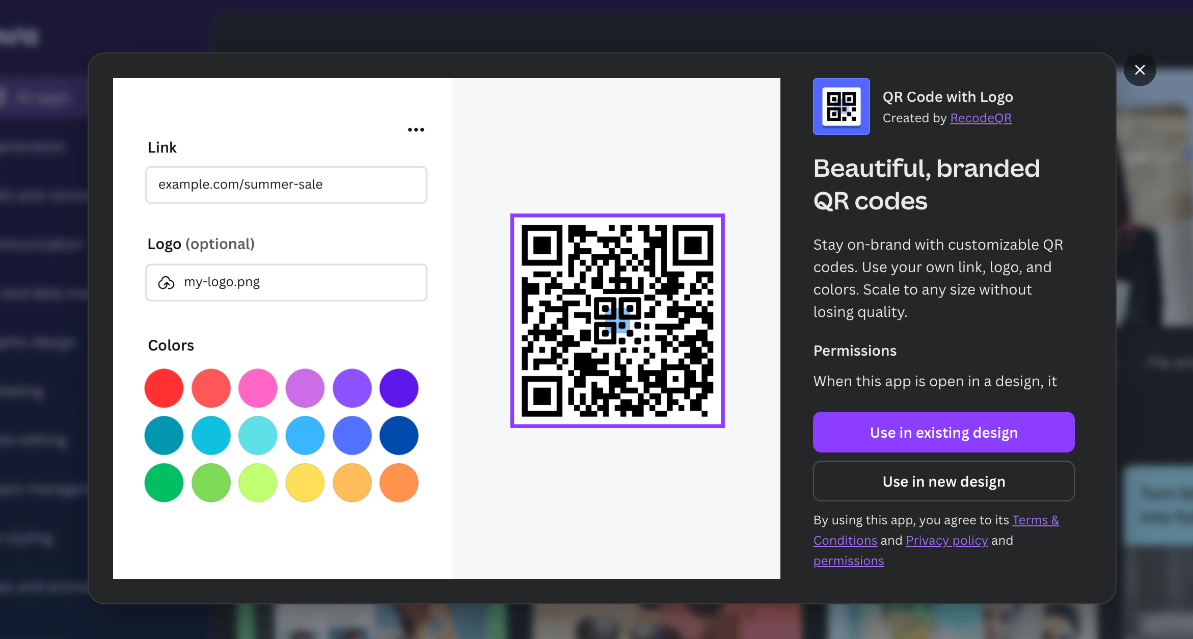 Canva QR Codes with Logo app